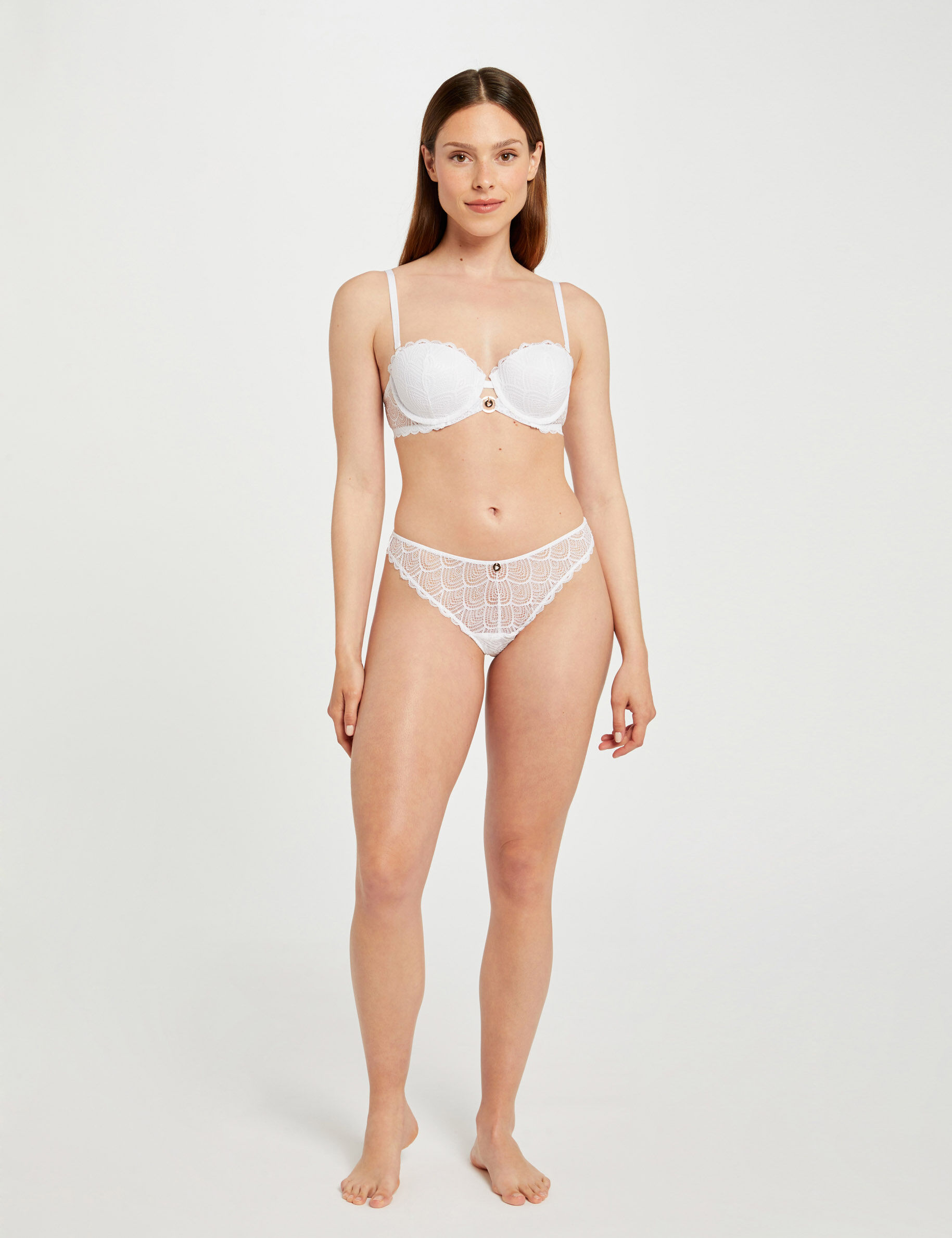 Tanga en dentelle blanc femme - blanc