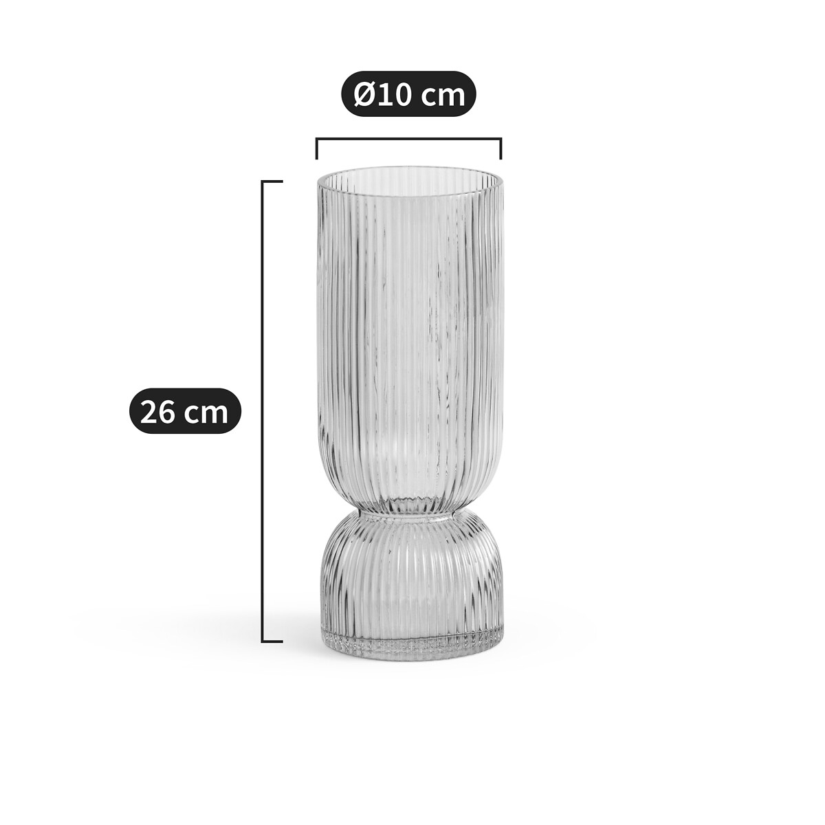 LA REDOUTE INTERIEURS<br>Vaso em vidro canelado Alt.26 cm, Valira