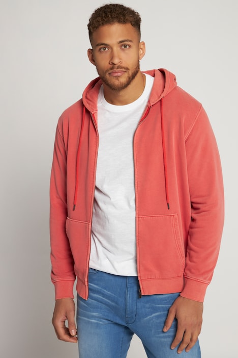 Hoodiejacke, acid washed, Kapuze, Zipper