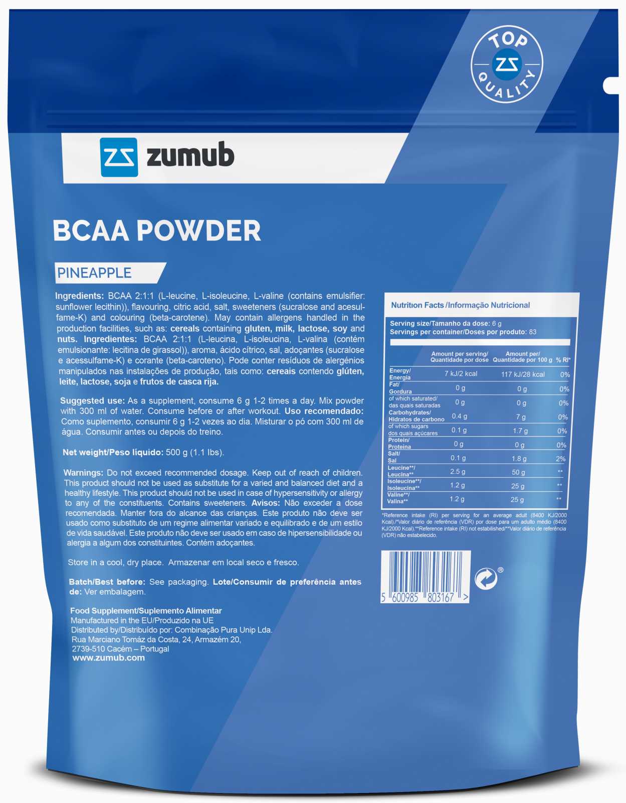 Zumub BCAA em pó 500g