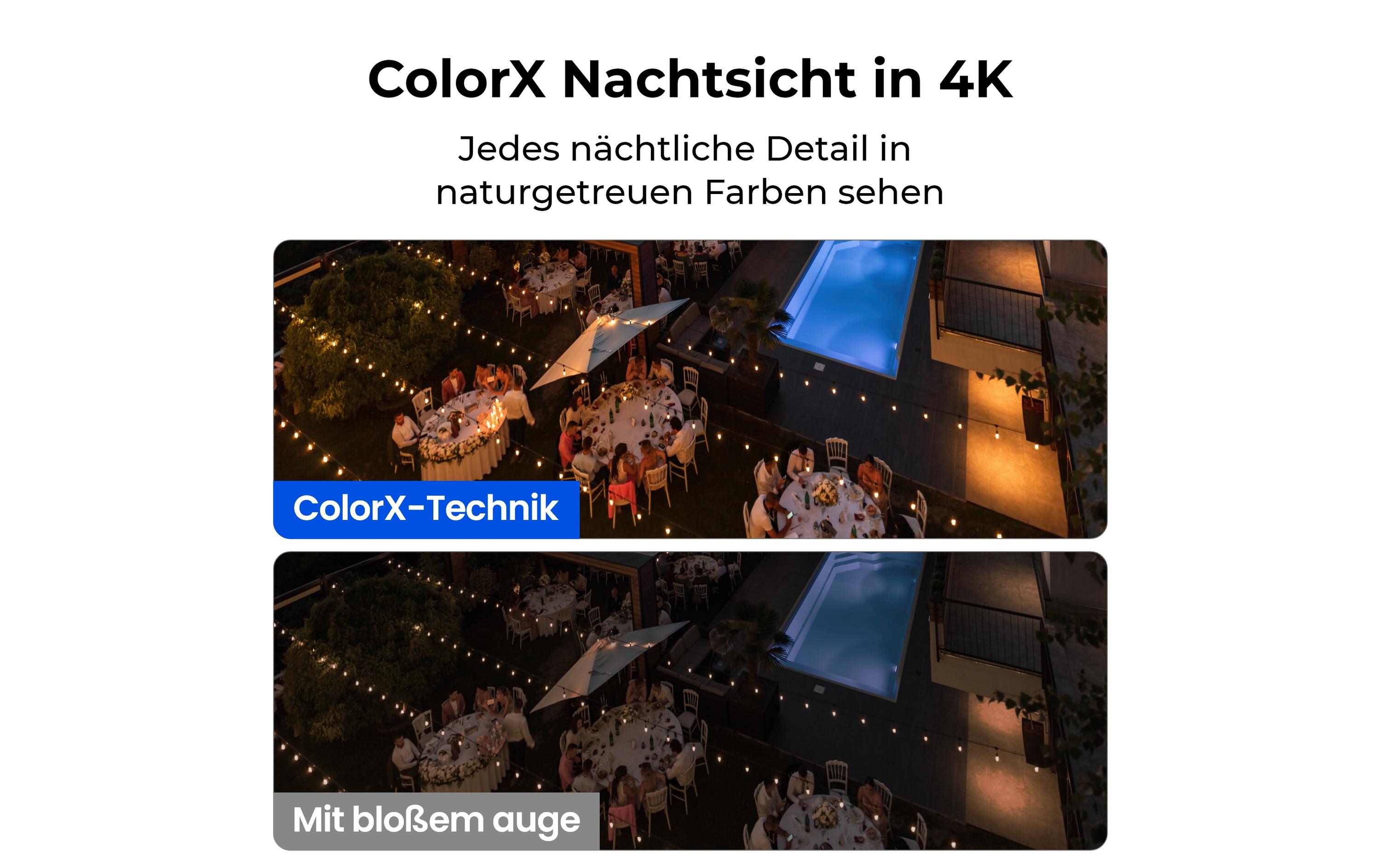 Netzwerkkamera B660 Altas PT Ultra 360° 4K ColorX 8 MP<br>Kabellose, akkubetriebene 4K ColorX Nachtsicht, 360° schwenkbare 90° neigbare 8 MP wetterfeste smarte Überwachungskamera mit Scheinwerfer und Bewegungssensor für In- & Outdoor