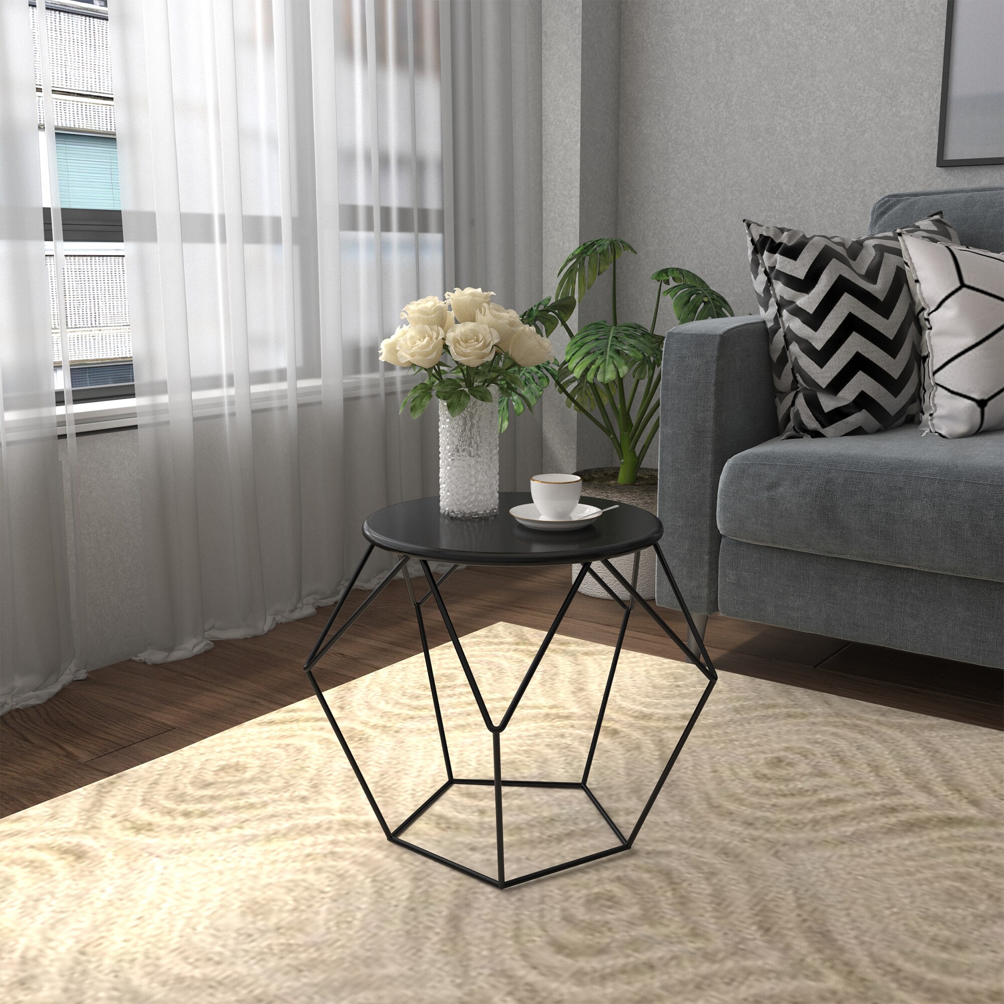 HOMCOM Beistelltisch schwarz 54 x 54 x 44 cm (LxBxH)