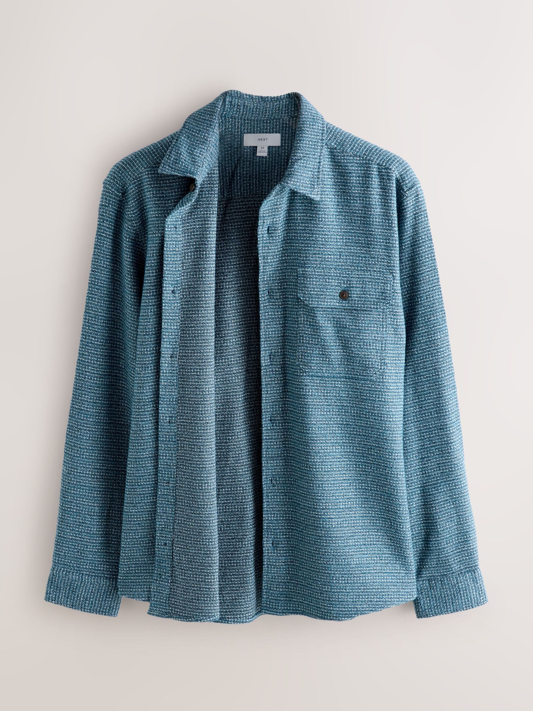 Blauw - Textured Shacket Overshirt