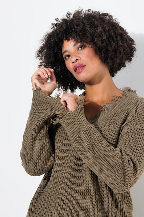 Pullover, oversized, Fransen, Langarm
