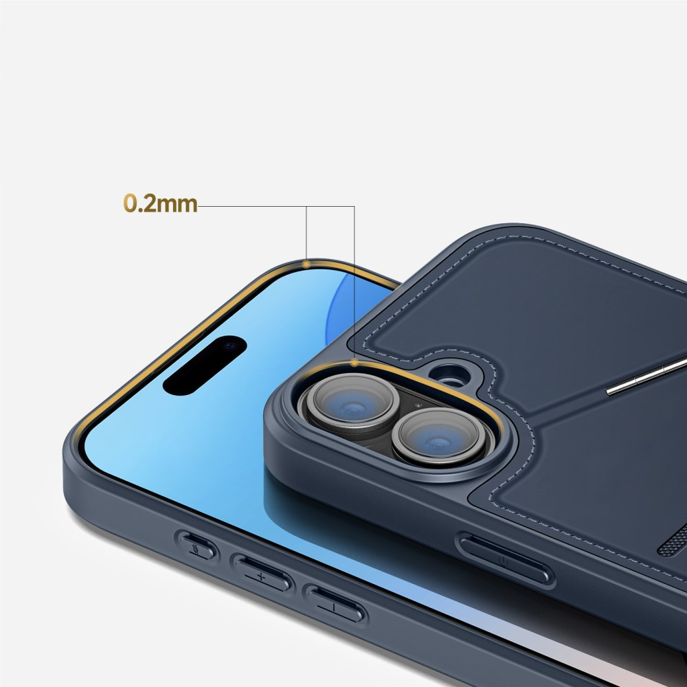 iPhone 16 MagSafe Hybrid Leder Hülle mit Kartenfach   Kickstand Aufsteller (RFID Schutz) - Blau