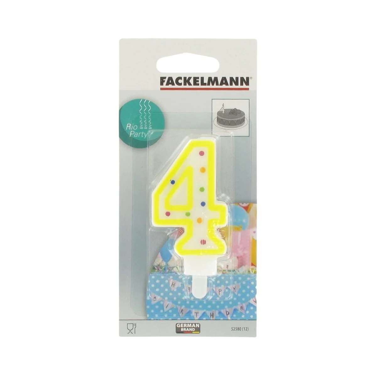 Bougie anniversaire chiffre 4 Rio Party Fackelmann