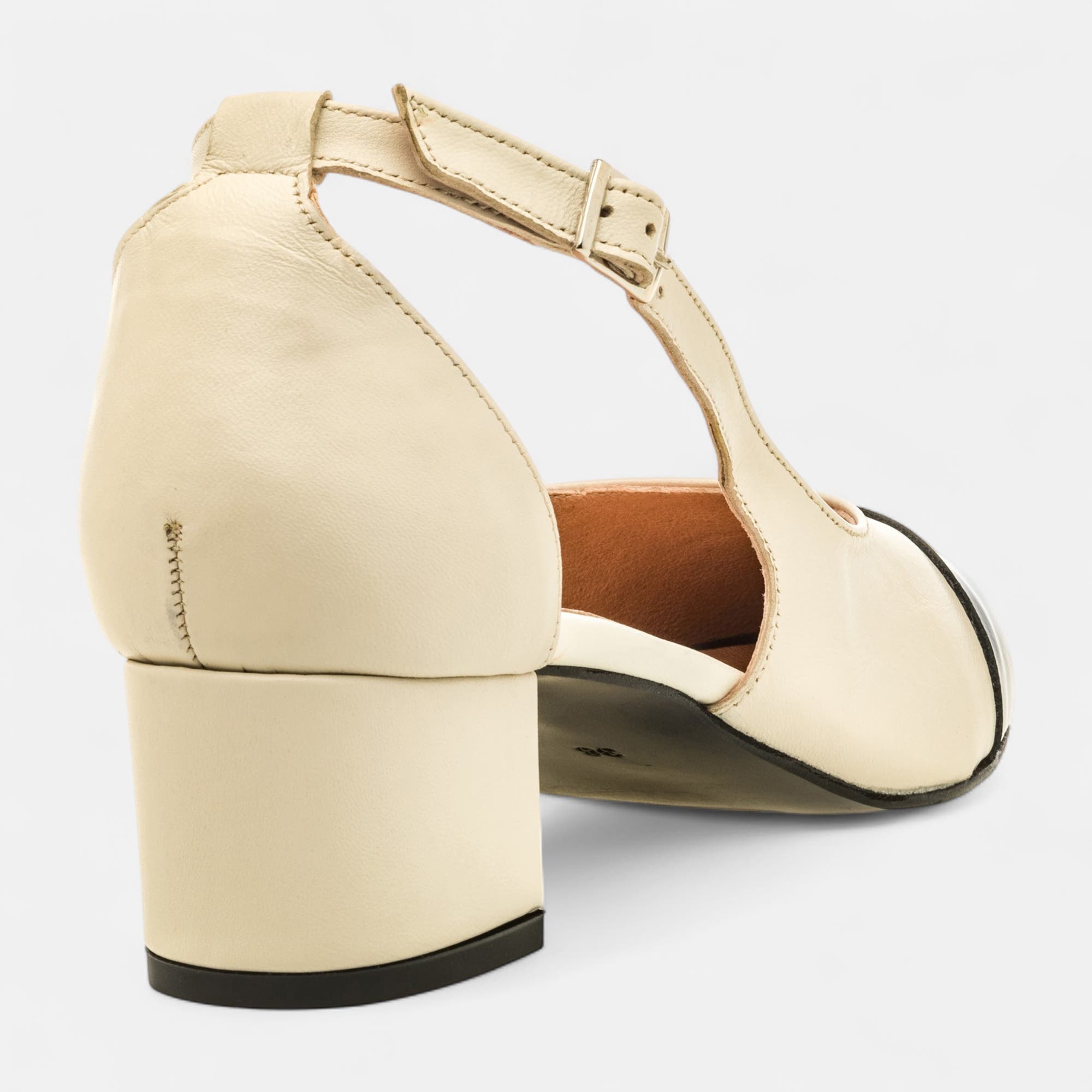 Escarpins quartiers ouverts Femme en cuir beige