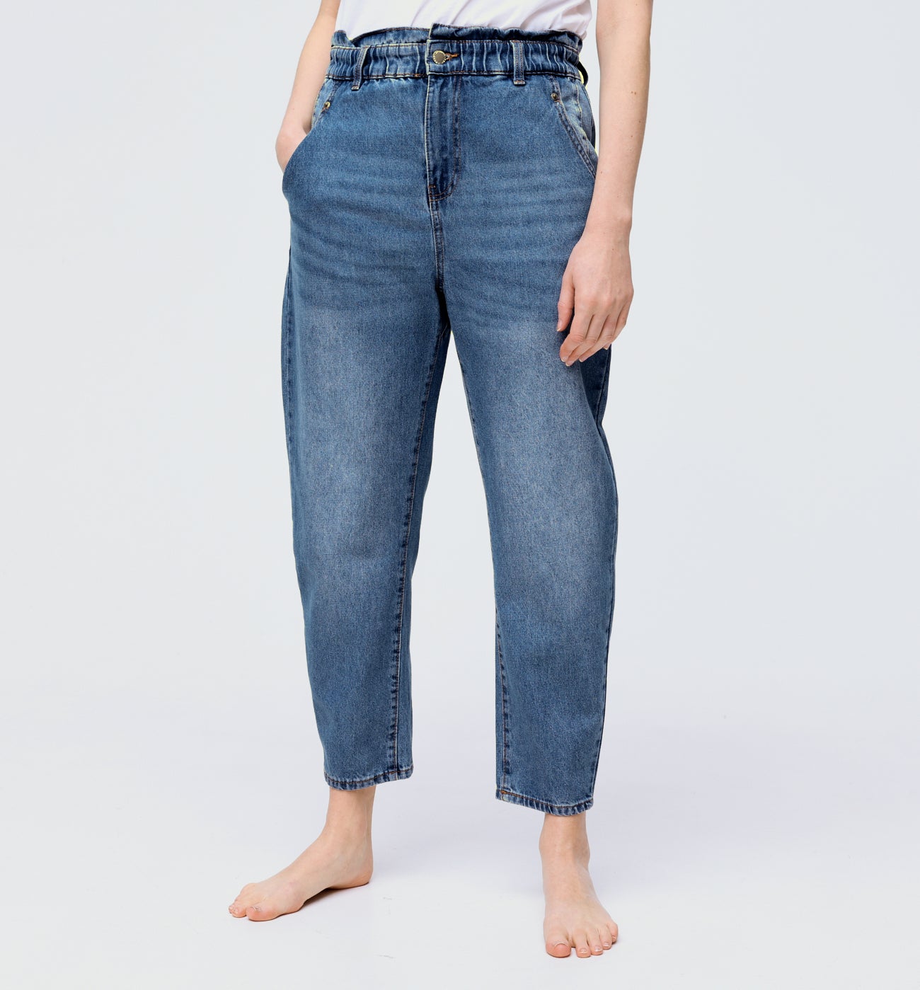Jean balloon taille haute - Jean rinse