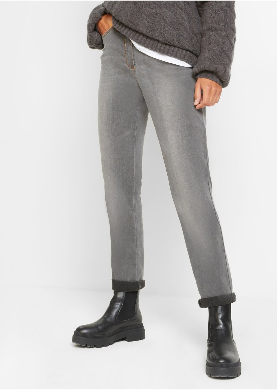 Jean thermo avec effet push-up et taille confortable, Straight