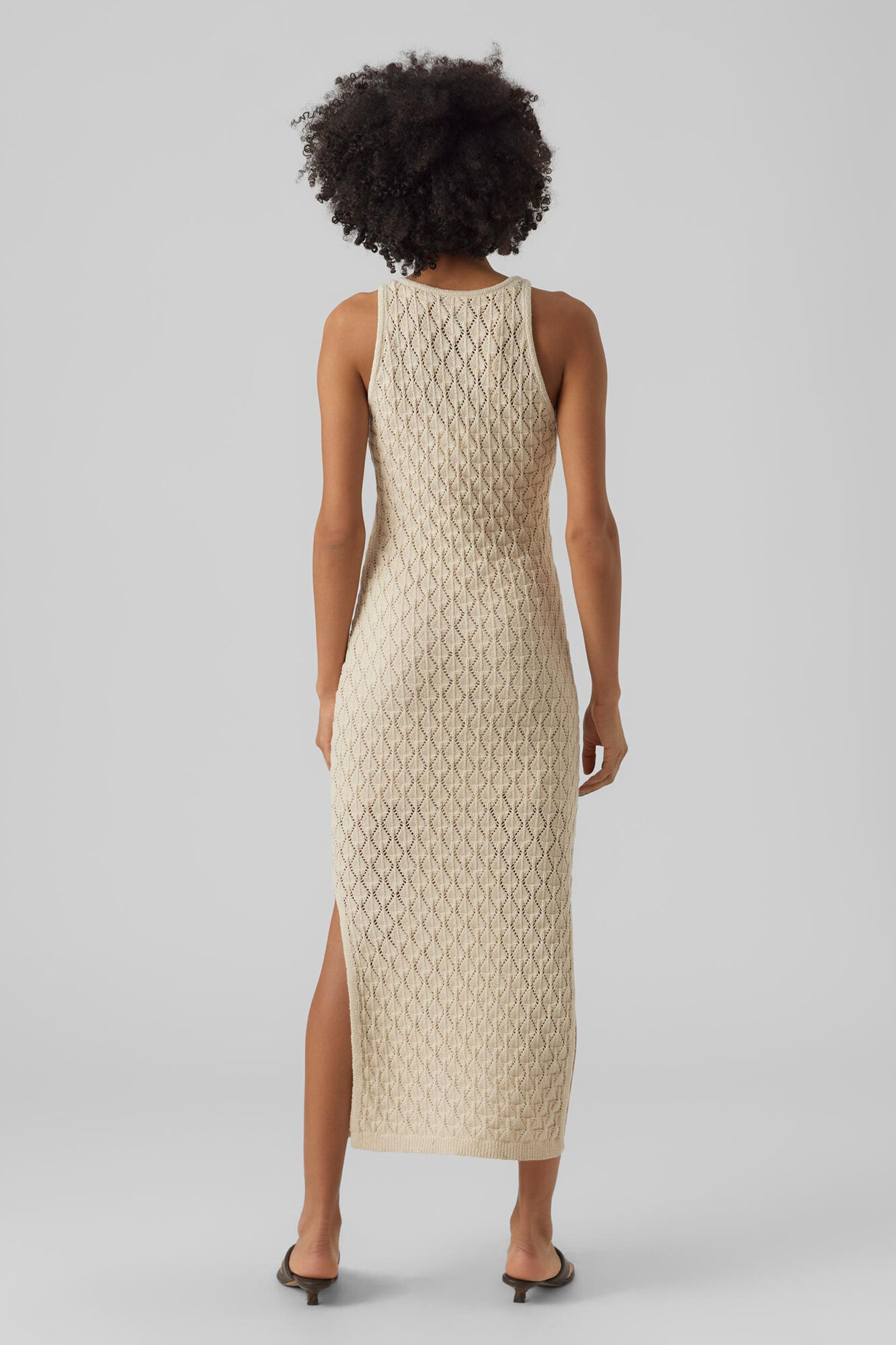 Vestido midi de crochê - Cinza