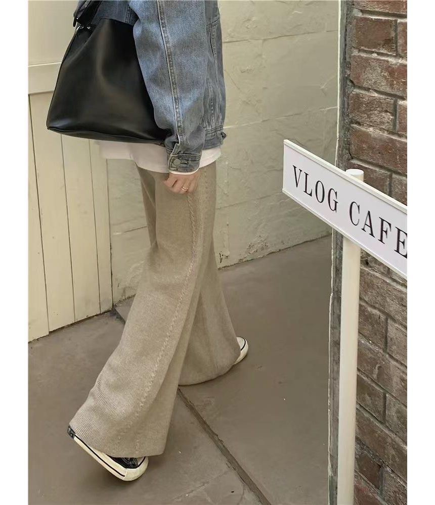 Beaustreet - Hoge taille effen losse gebreide joggingbroek