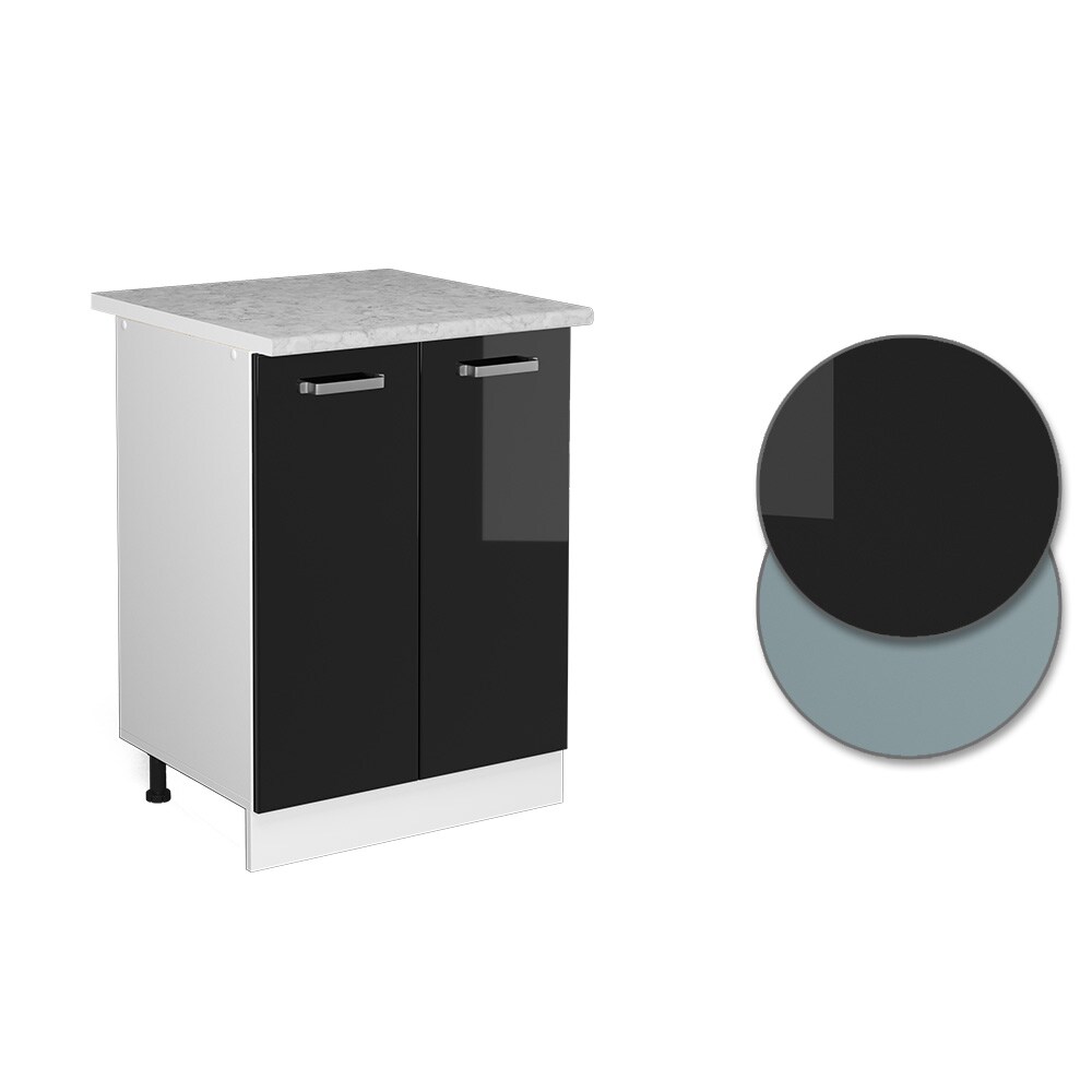 Vicco Unterschrank Küchenschrank R-Line Solid Weiß Schwarz 60 cm modern Arbeitsplatte