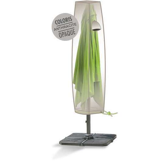 Housse pour parasol droit D.4 m polyester anthracite - H.200xD.25 cm
