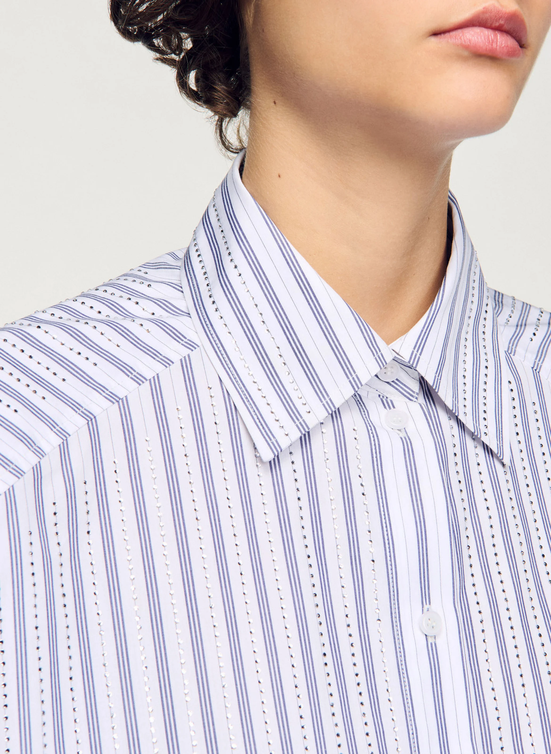 Chemise ample rayée en coton| Blanc