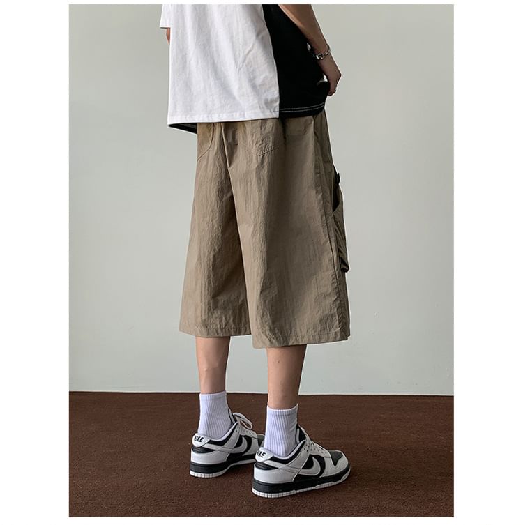farrahces - Effen cargoshorts met trekkoordtaille