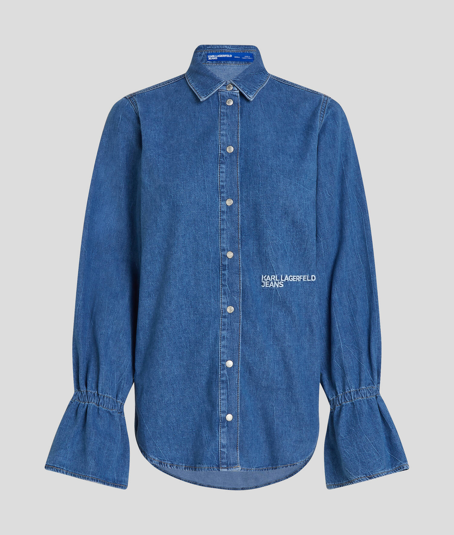 CHEMISE EN JEAN KLJ AVEC LIENS DE SERRAGE AUX MANCHES