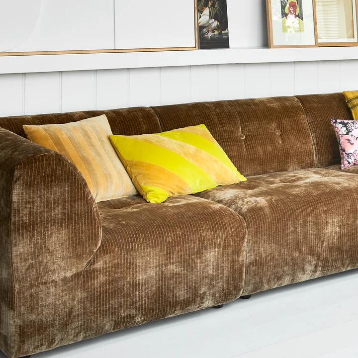 HKliving - Striped Samt-Kissen, 60 x 35 cm, fields
