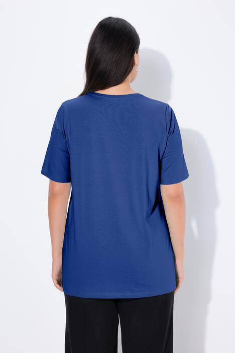 T-Shirt, A-Linie, Rundhalsausschnitt, Halbarm, kobaltblau