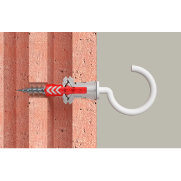 Fischer Universeelplug DuoPower 6x30mm met witte schroefhaak 6 stuks