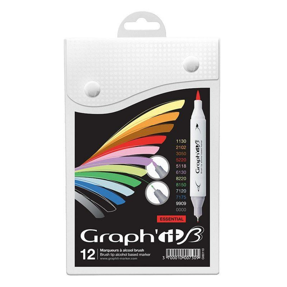 Set 12 marqueurs graph'it brush & extra fine - essentiels