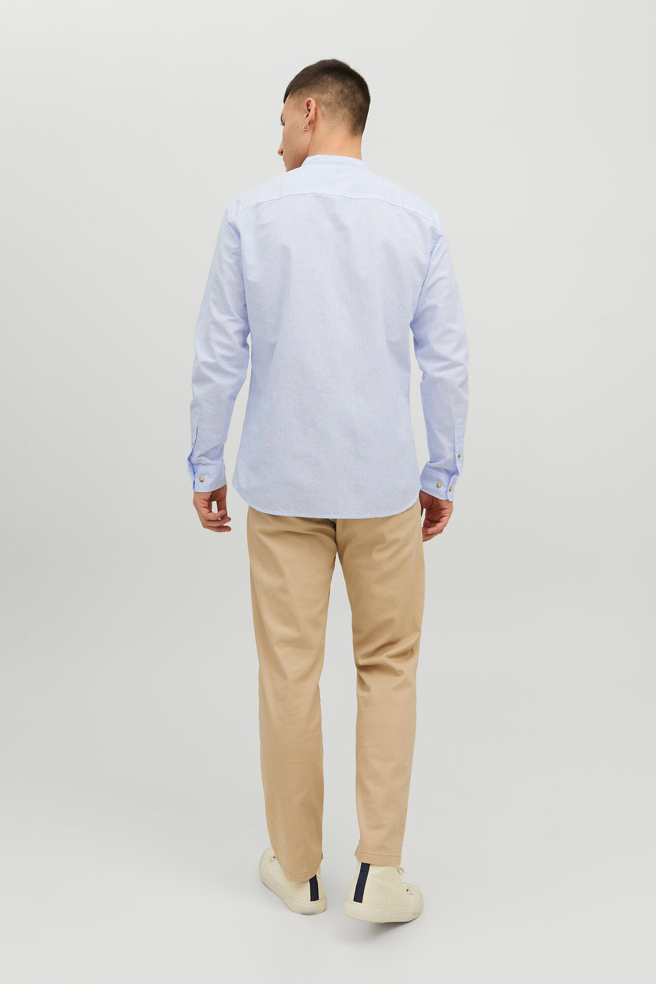 Camisa de linho de manga comprida - azul claro