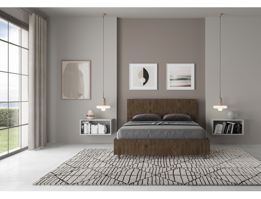 ITYHOME - Lit coffre demas incliné 140x200 noyer
