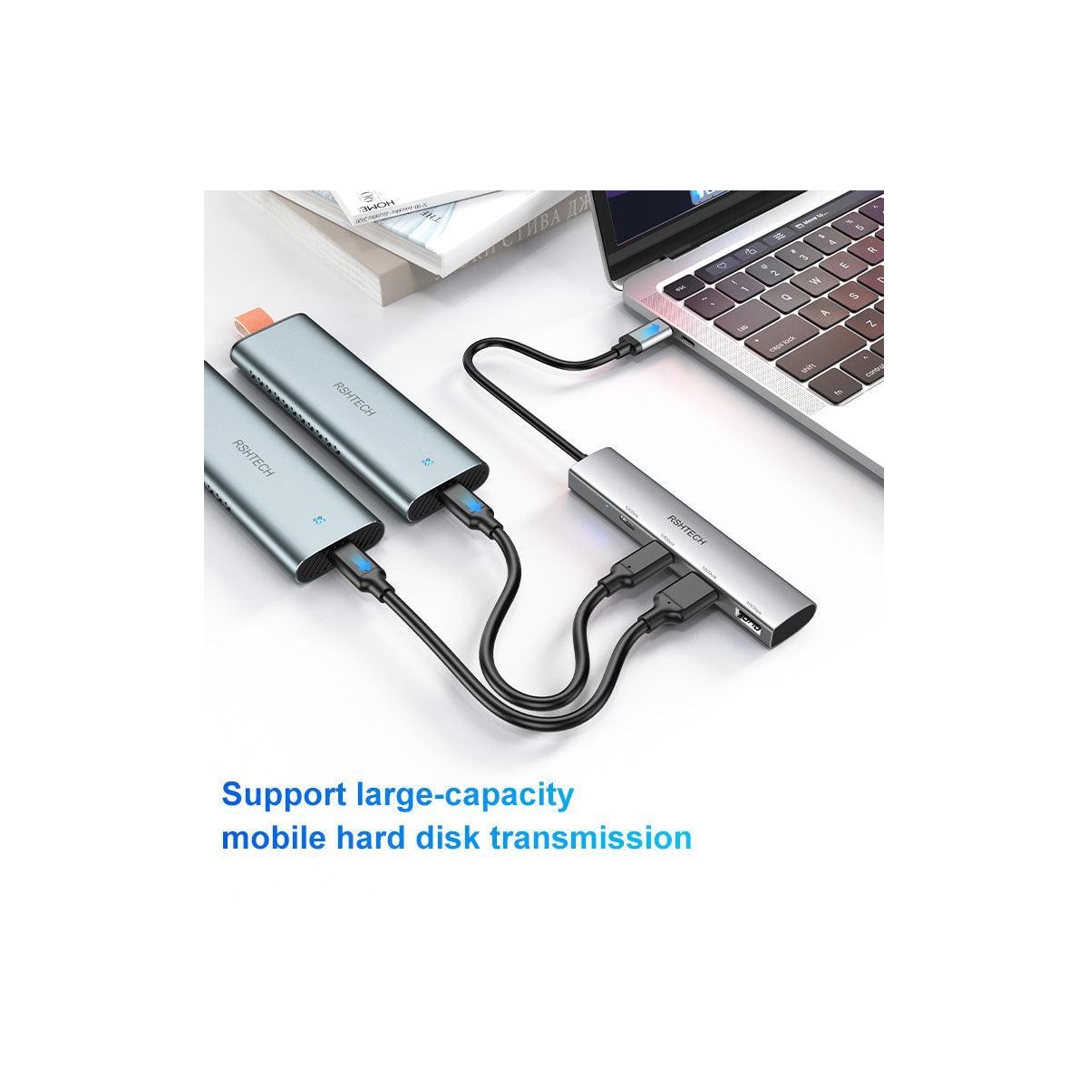 NÖRDIC Gen2 3.2 USB-C 4-porters Hub 10Gbps 20cm kabel 2xUSB-A 2xUSB-C