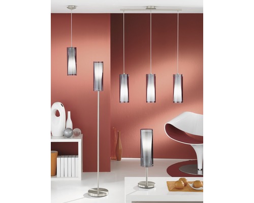 Hanglamp 3-lamps L 72,5 cm nikkel/mat/rookglas/wit