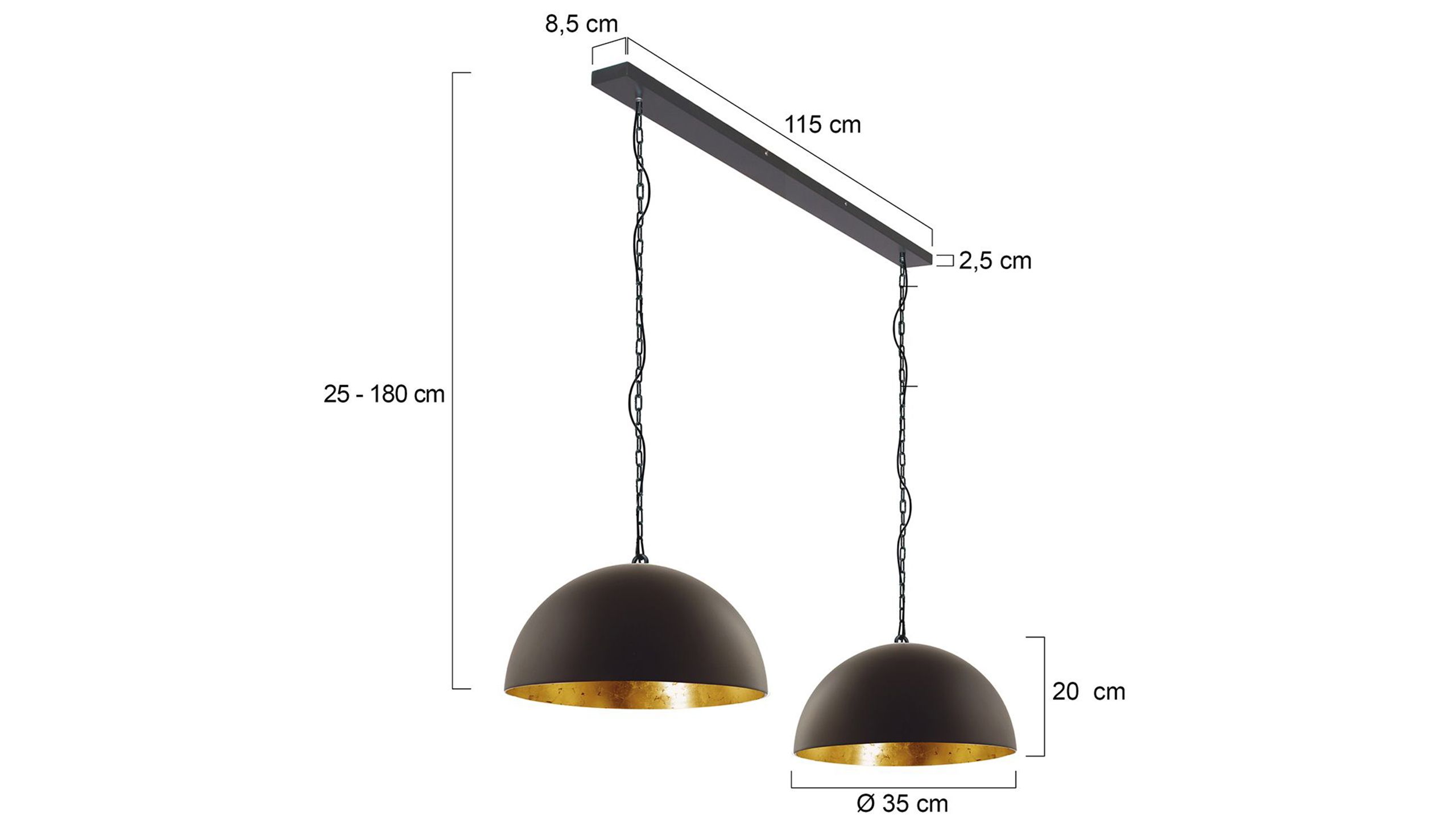 Hanglamp 2556ZW Semicirkel B115 x D35 cm