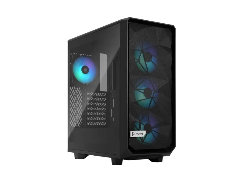 Fractal Design Meshify 2 Compact Lite - Mid tower - ATX - sidepanel med vindue (hærdet glas) - ingen strømforsyning (ATX) - sort TG-lystone - USB/Lyd