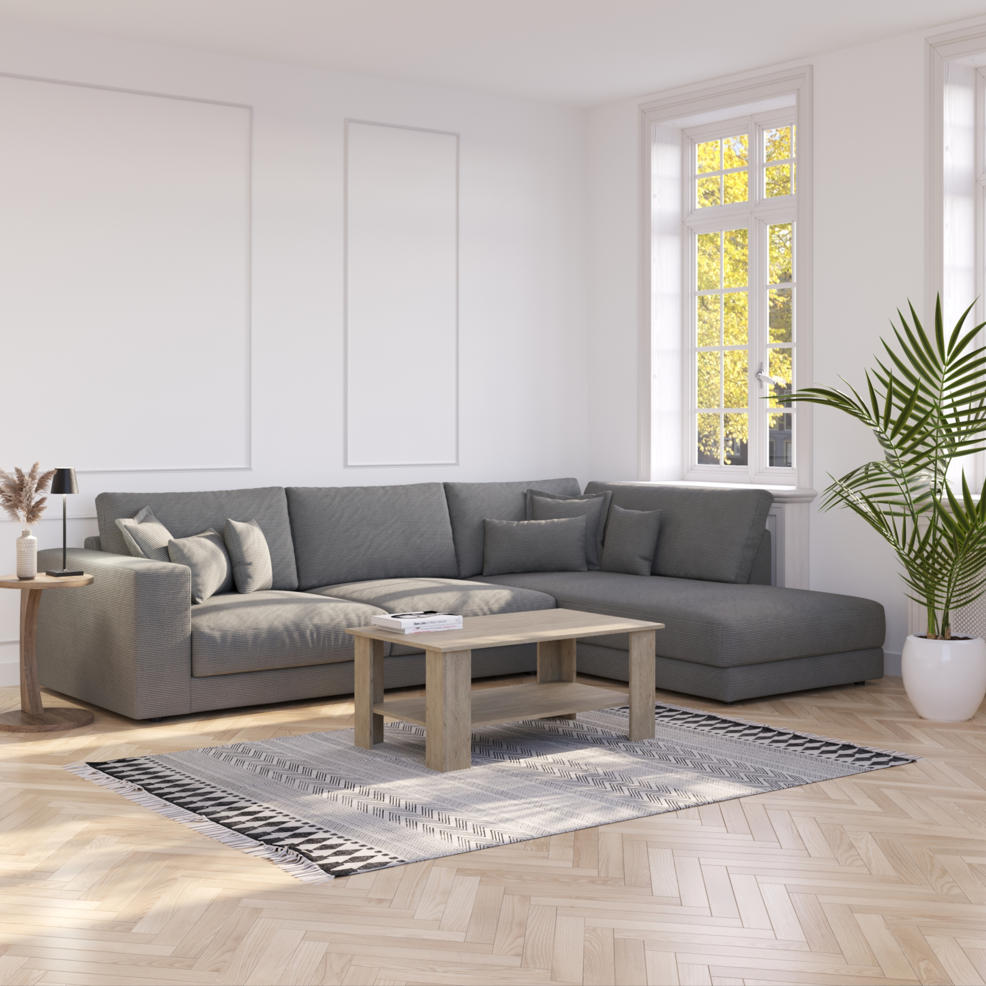 Ecksofa Cord TARJA rechts anthrazit