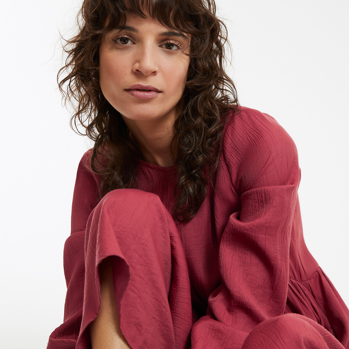 COLEÇÕES LA REDOUTE<br>Vestido longo, mangas compridas. Assinatura SUZIE