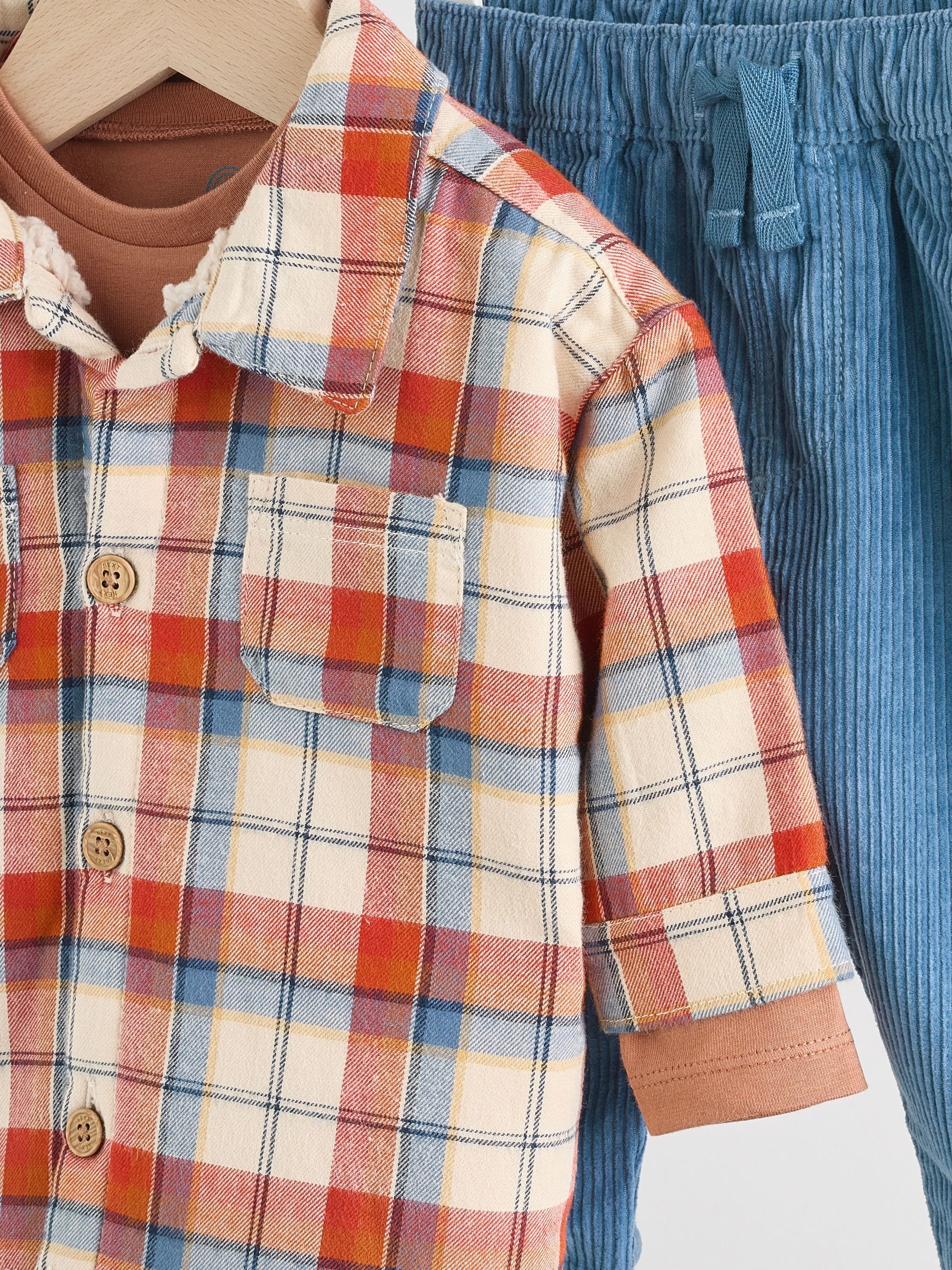 Bruin/donkerblauw - 3 -delige Baby Overshirt en Broeken Set (0mnd -2jr)