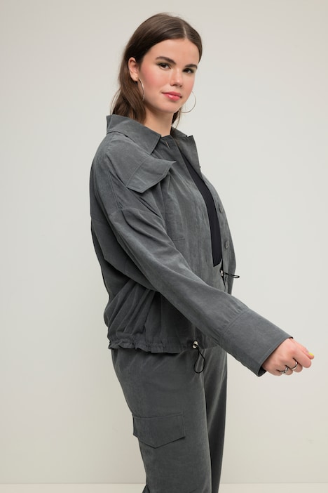 Cargo-Hemd, Shaket, oversized, Hemdkragen, Brusttaschen, Langarm