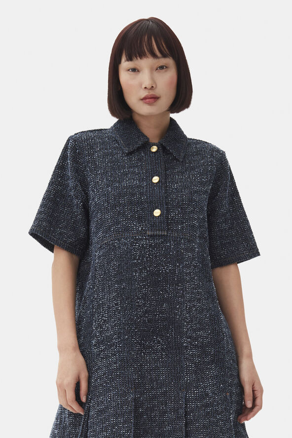 Ganni Fluffy Denim Mini Dress Rinse