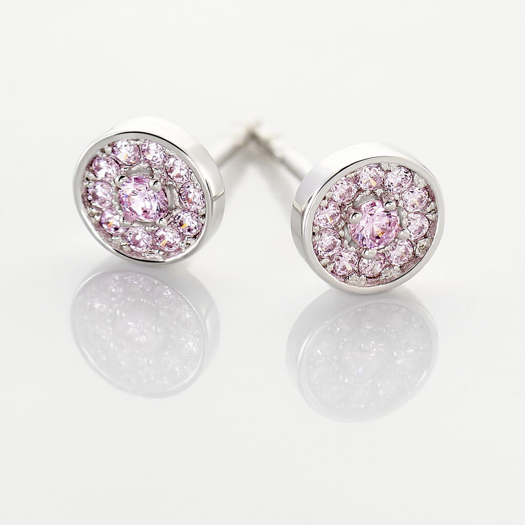 Boucles D'oreilles Puces Auxana Argent Blanc Oxyde De Zirconium
