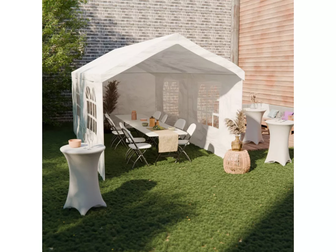 Tente de réception - Burdigala 3x6m - Blanc. connecteurs métal. tente de jardin idéale pour réception. pavillon. chapiteau ou tonnelle. totalement refermable.