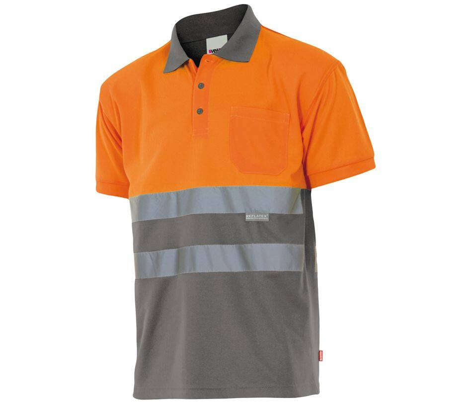 VELILLA VL173 - Polo Bicolore Manches Courtes Haute Visibilité