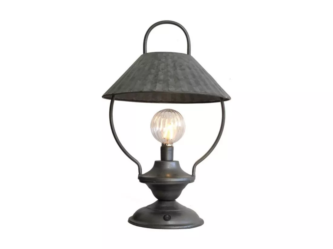 Lanterne lumière extérieur jardin à poser ancienne métal gris 45cm