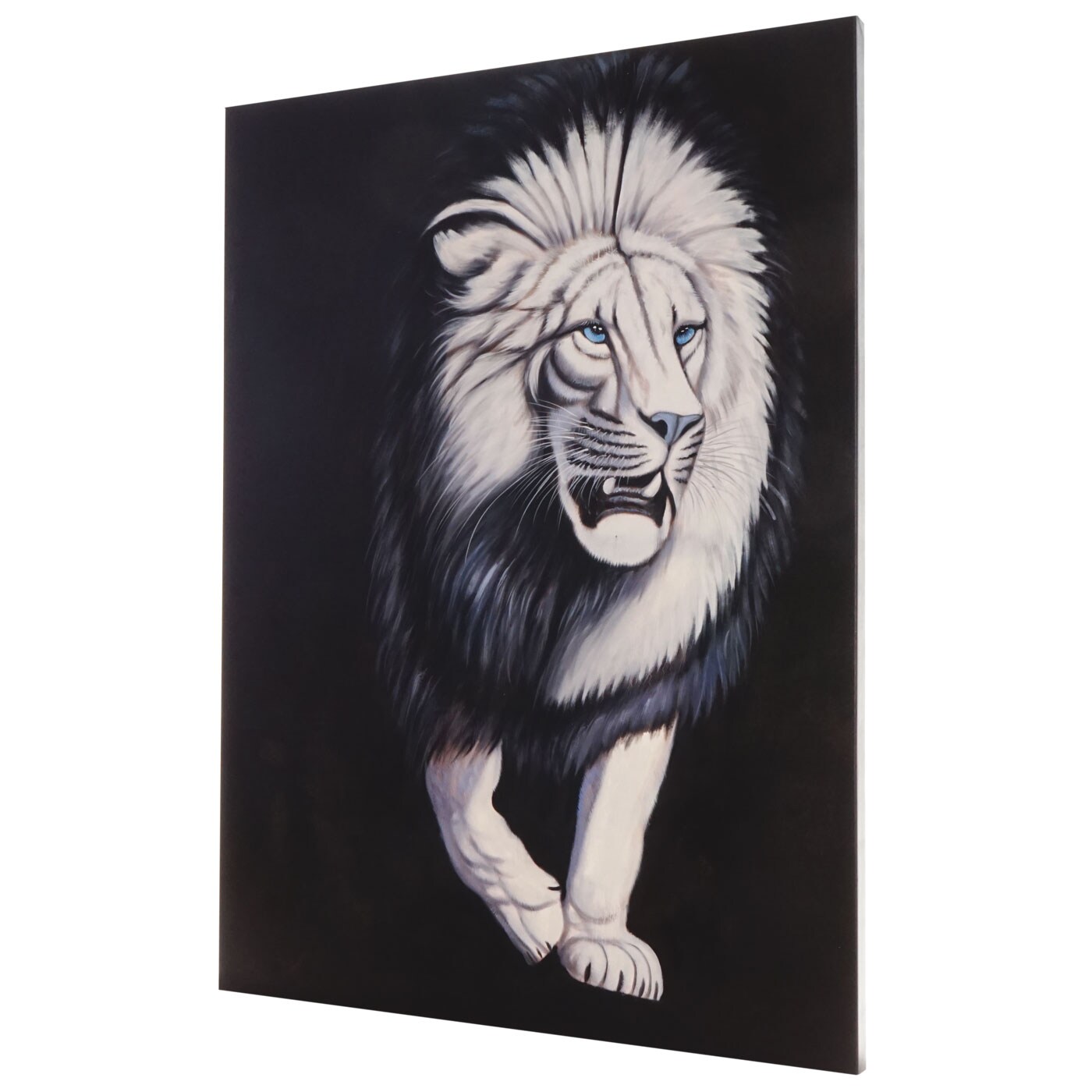 Wandbild Weißer Löwe, 100% handgemaltes Ölgemälde Gemälde XL, 120x90cm