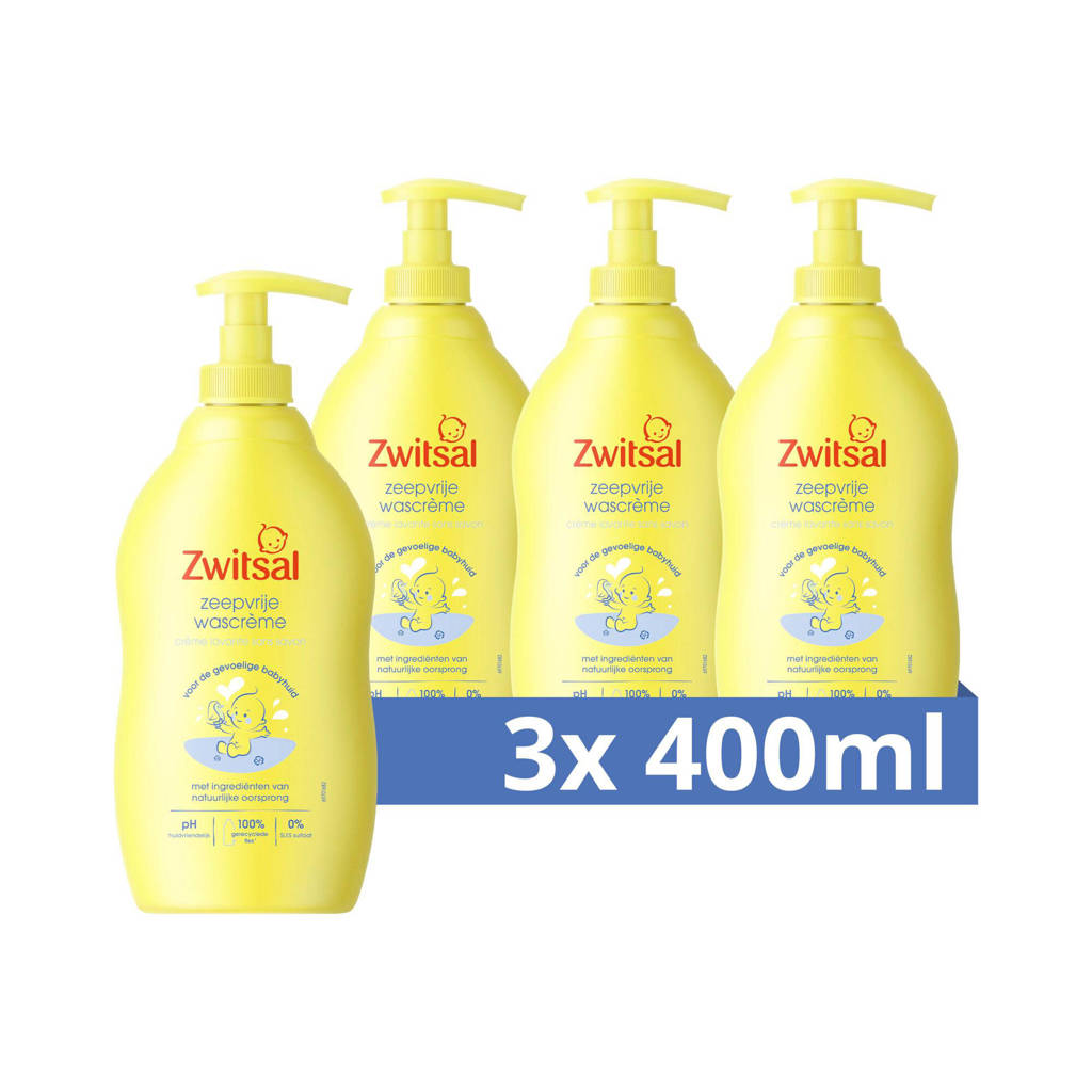 Fijn product, met handige dispenserzeepvrije wascrème Baby - 3 x 400 ml