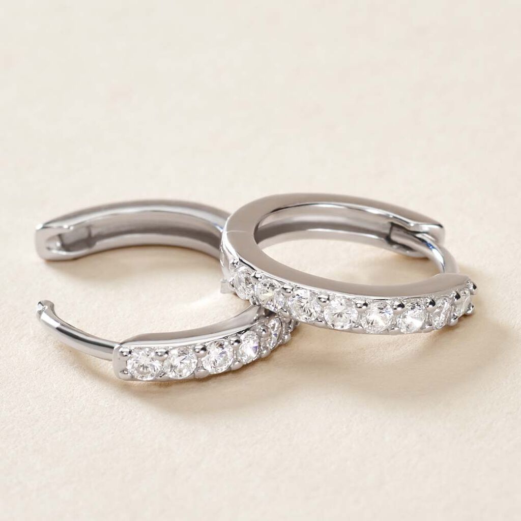 Créoles Jussi Argent Blanc Oxyde De Zirconium