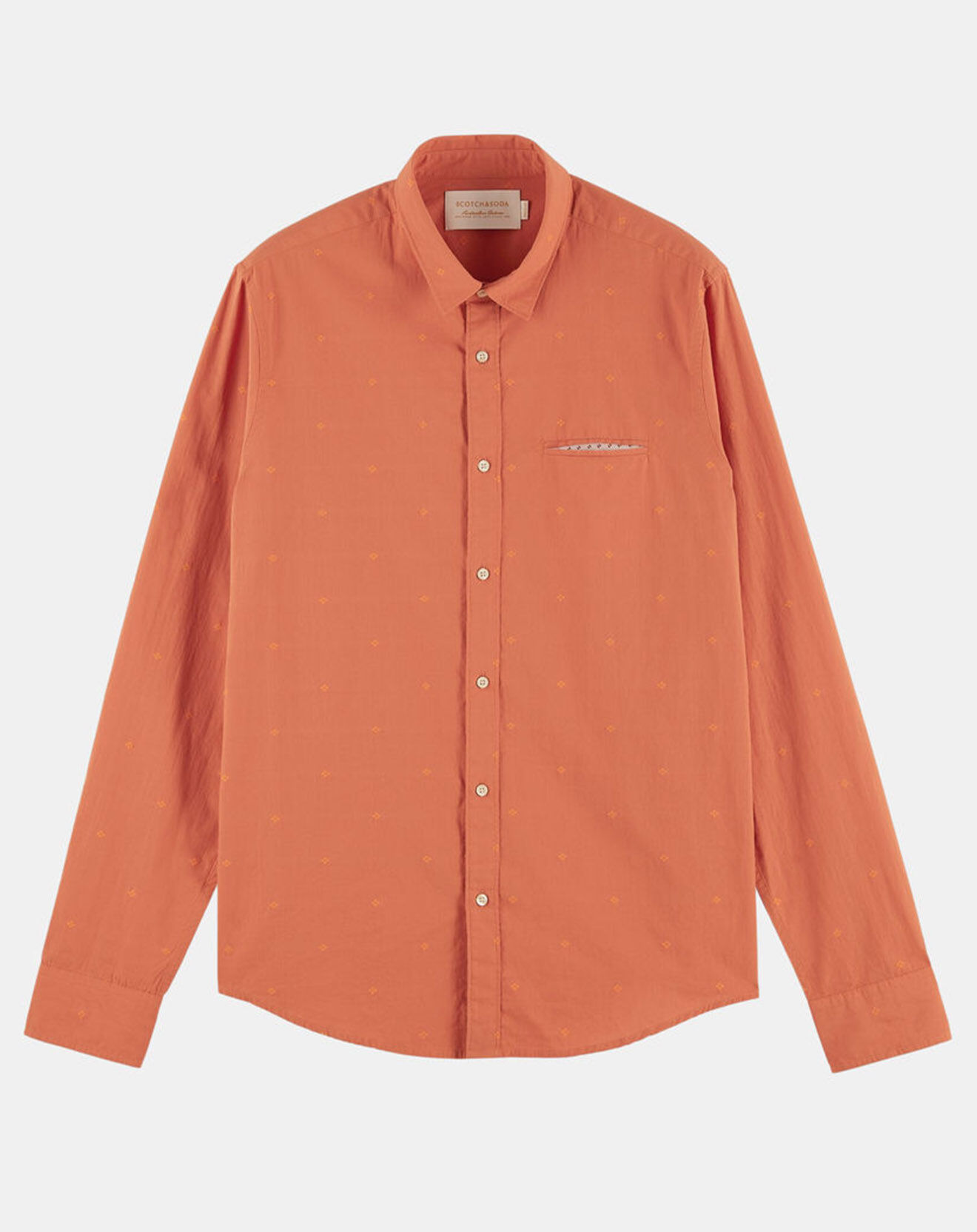 Scotch & Soda Chemise Regular Fit Pocket imprimée orange clair