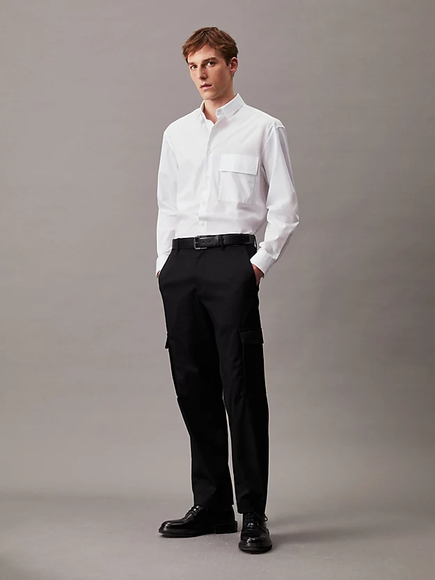Camisa de corte folgado em popeline elástica