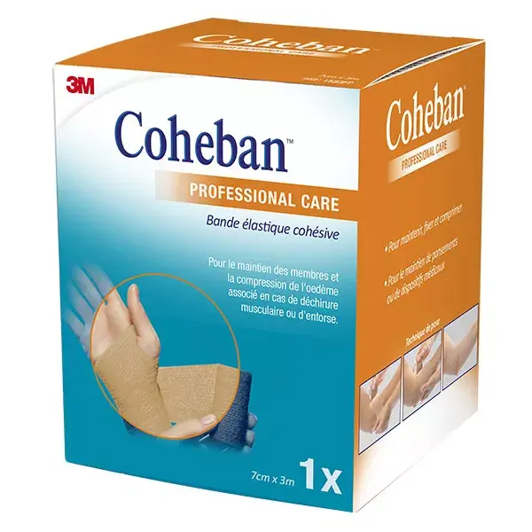 Elástico coesivo 3M Coheban, cor da pele, 7 cm x 3 m
