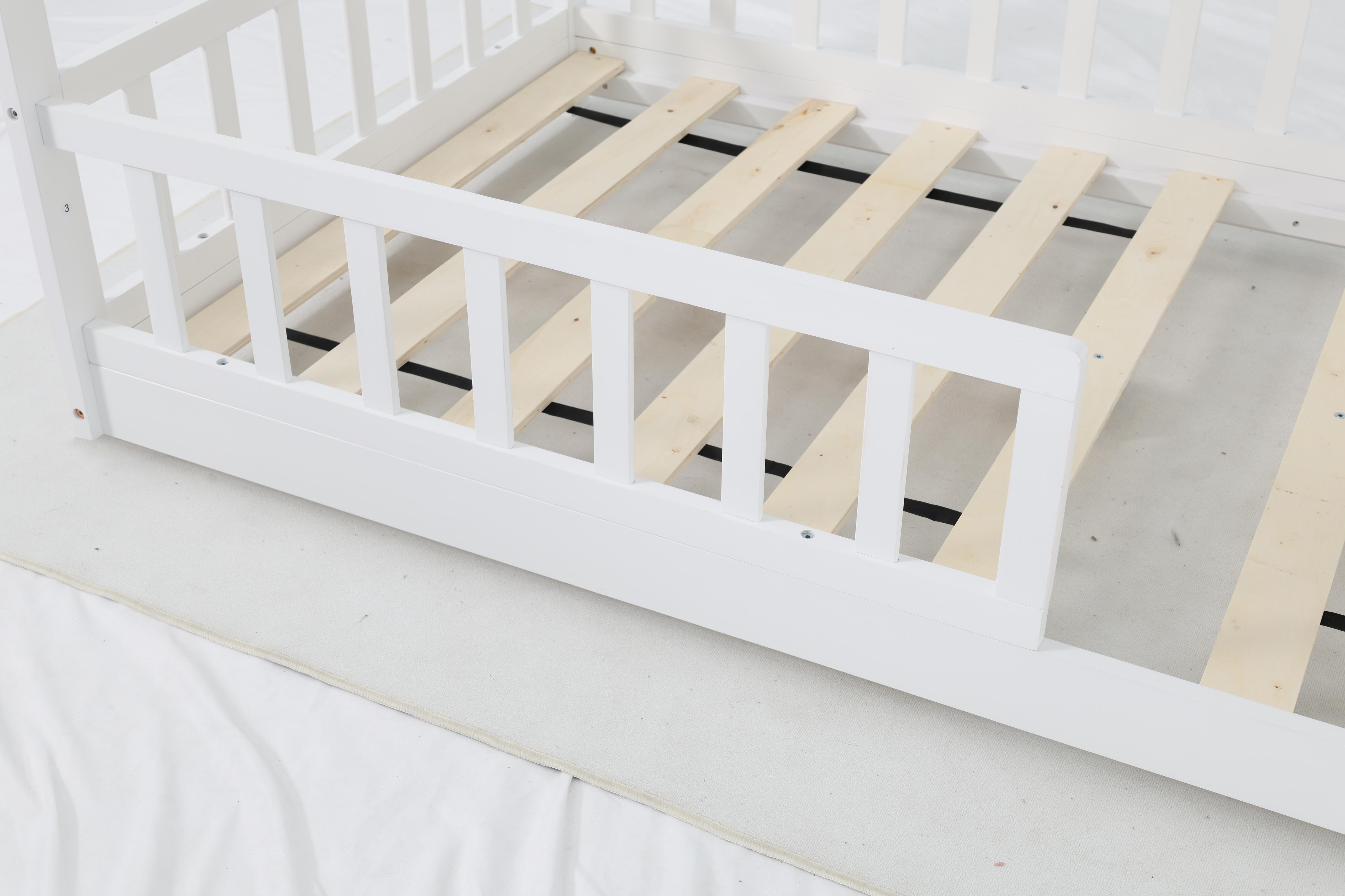 LIT CABANE BLANC BARRIERE 190X90CM