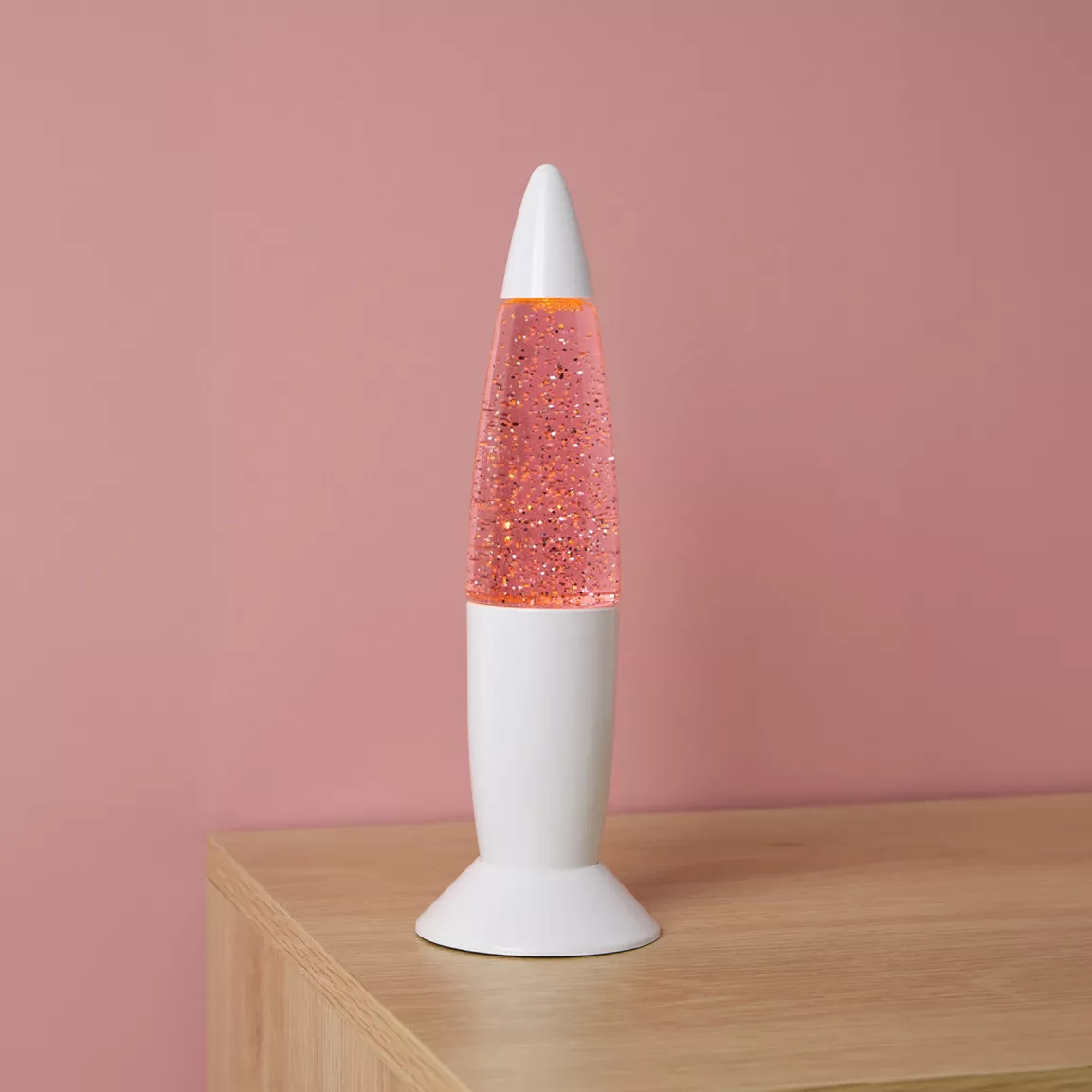 Lampe lave enfant à paillettes (H19 cm) Rose