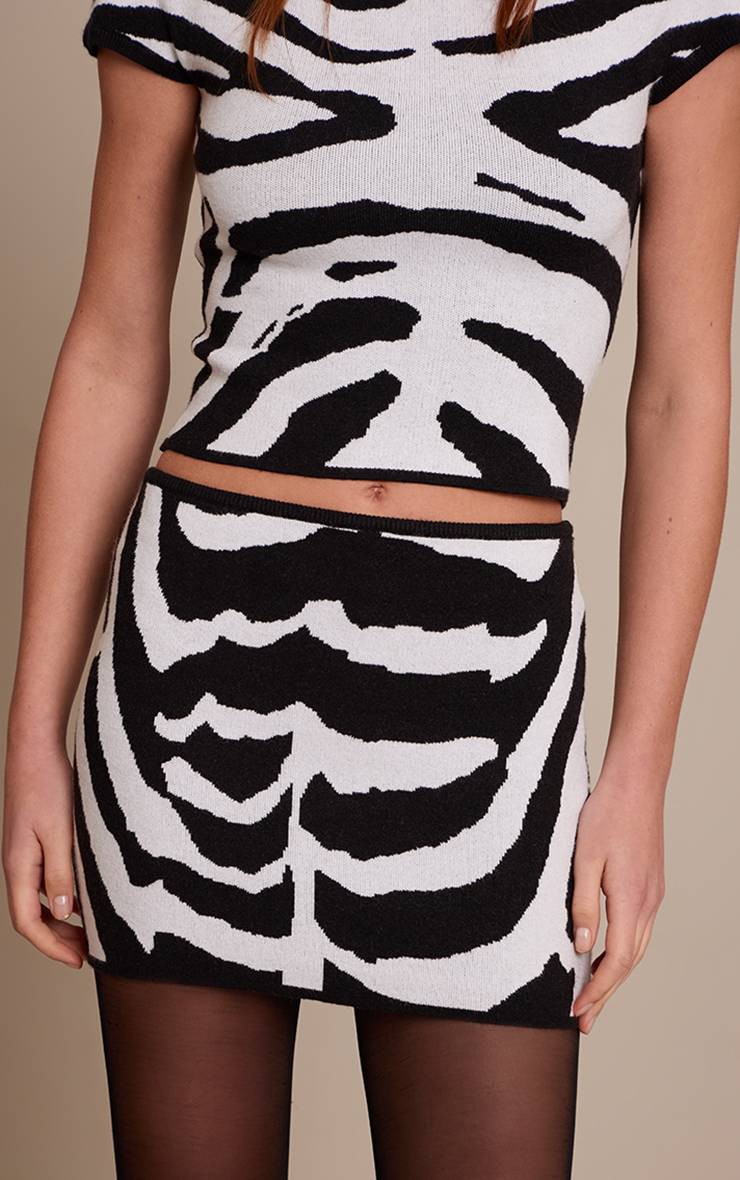 Monochrome Mini-jupe Tricotée Imprimé Zébré