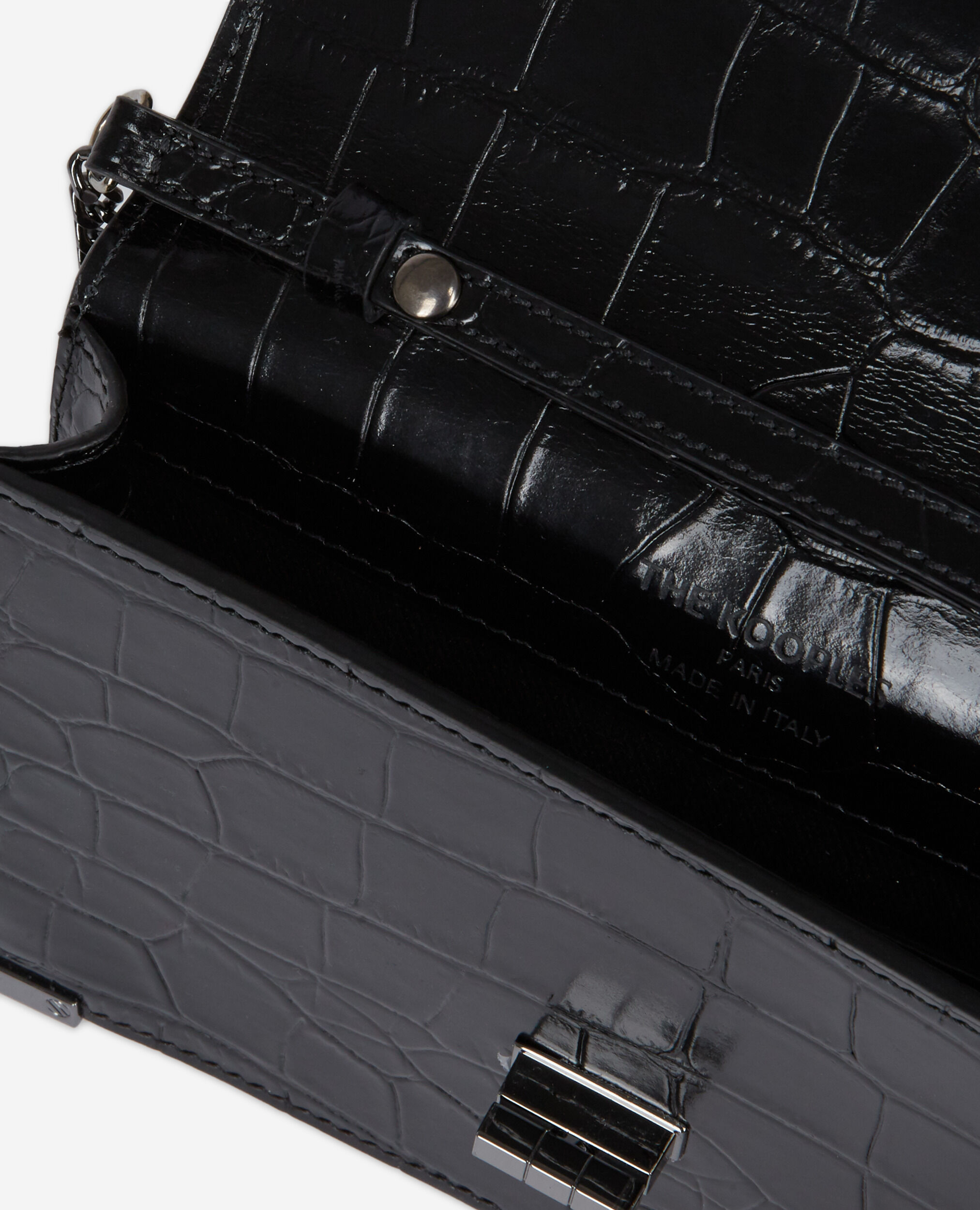 Pochette Emily medium en cuir noir