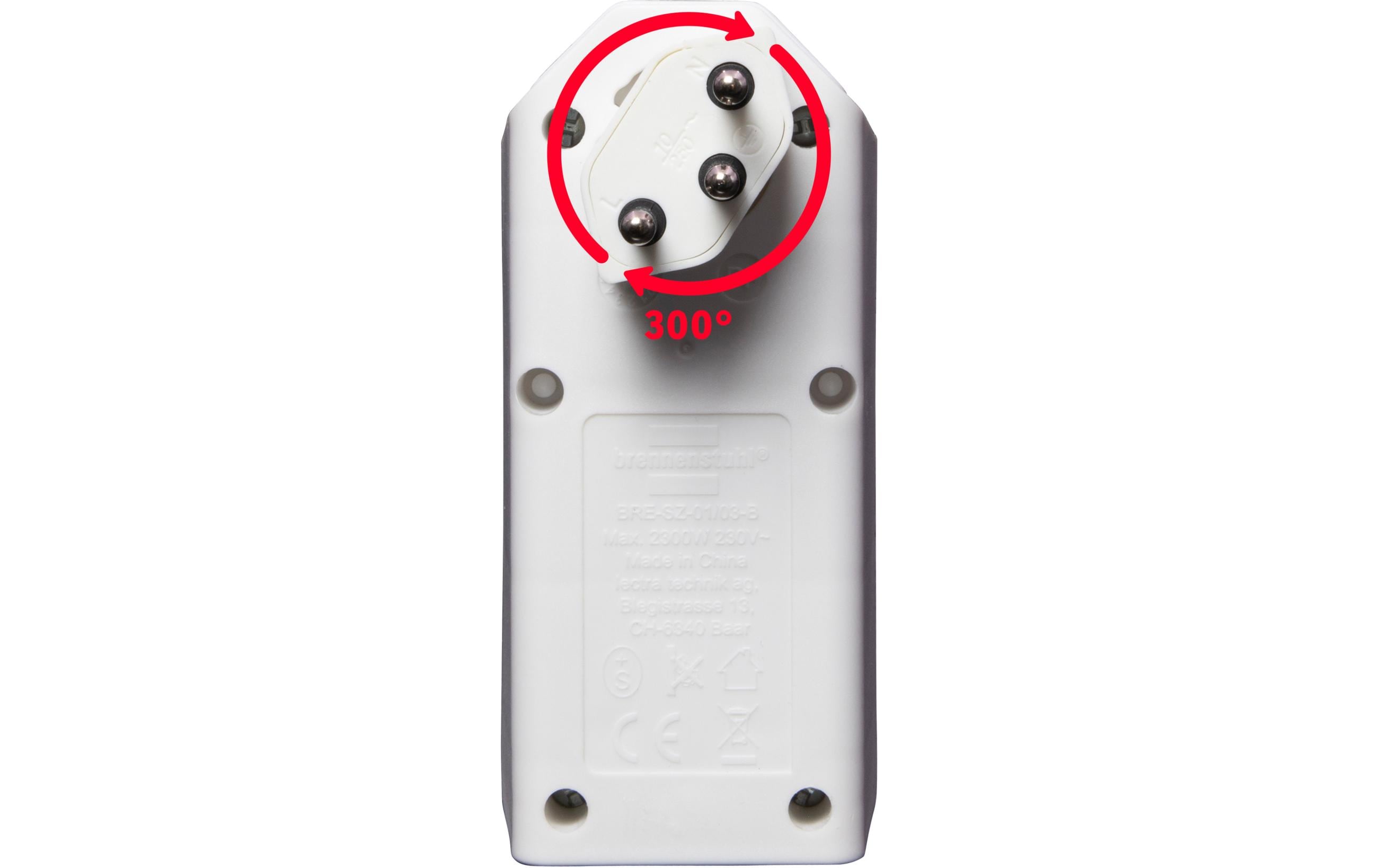 Abzweigstecker 3 x T13, 300° drehbar, WeissMehrfachstecker 230 V ohne Schalter